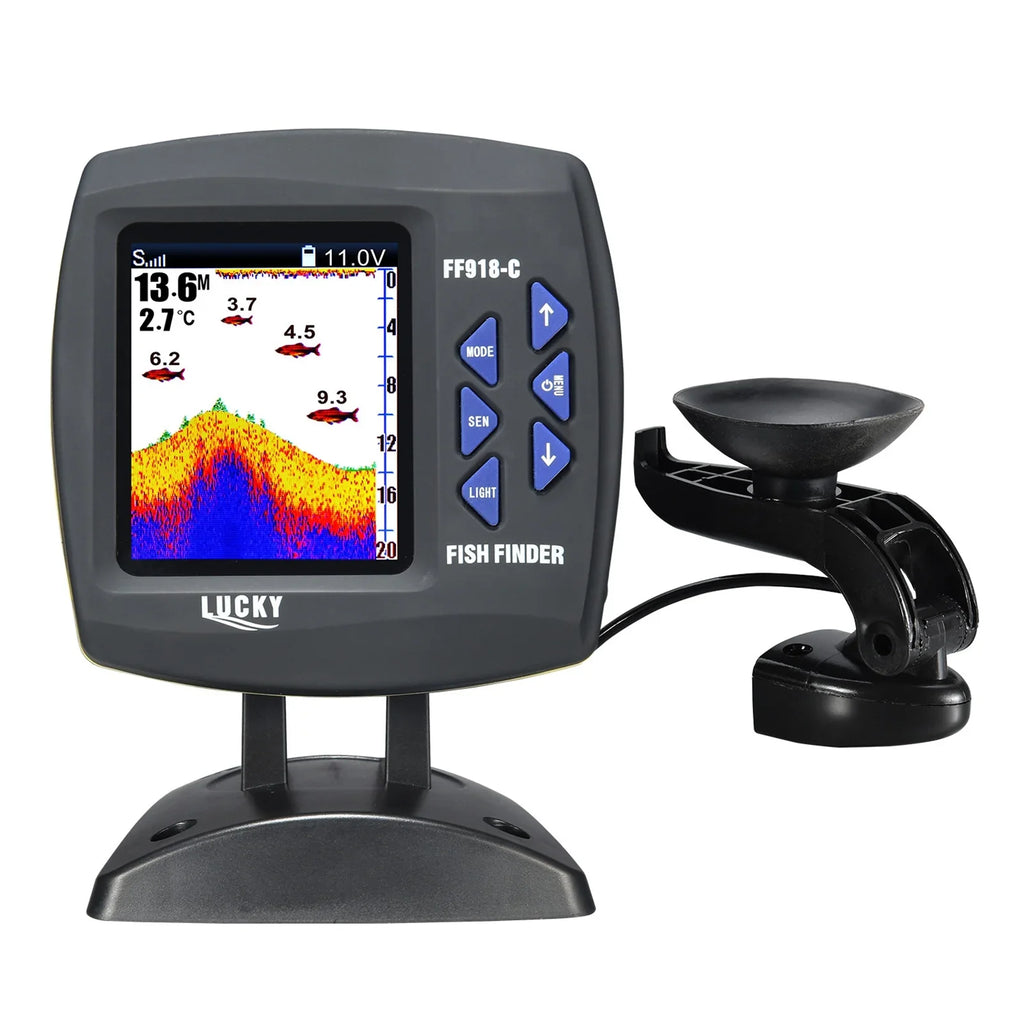 Tomshoo Fish Finder Wired Transducer Sensor Fishfinder 45 Degrees Underwater Fishing Portable Fish Finder Waterproof Underwater Monitor LCD Fish Locator ship Fishfinder Fish Detector