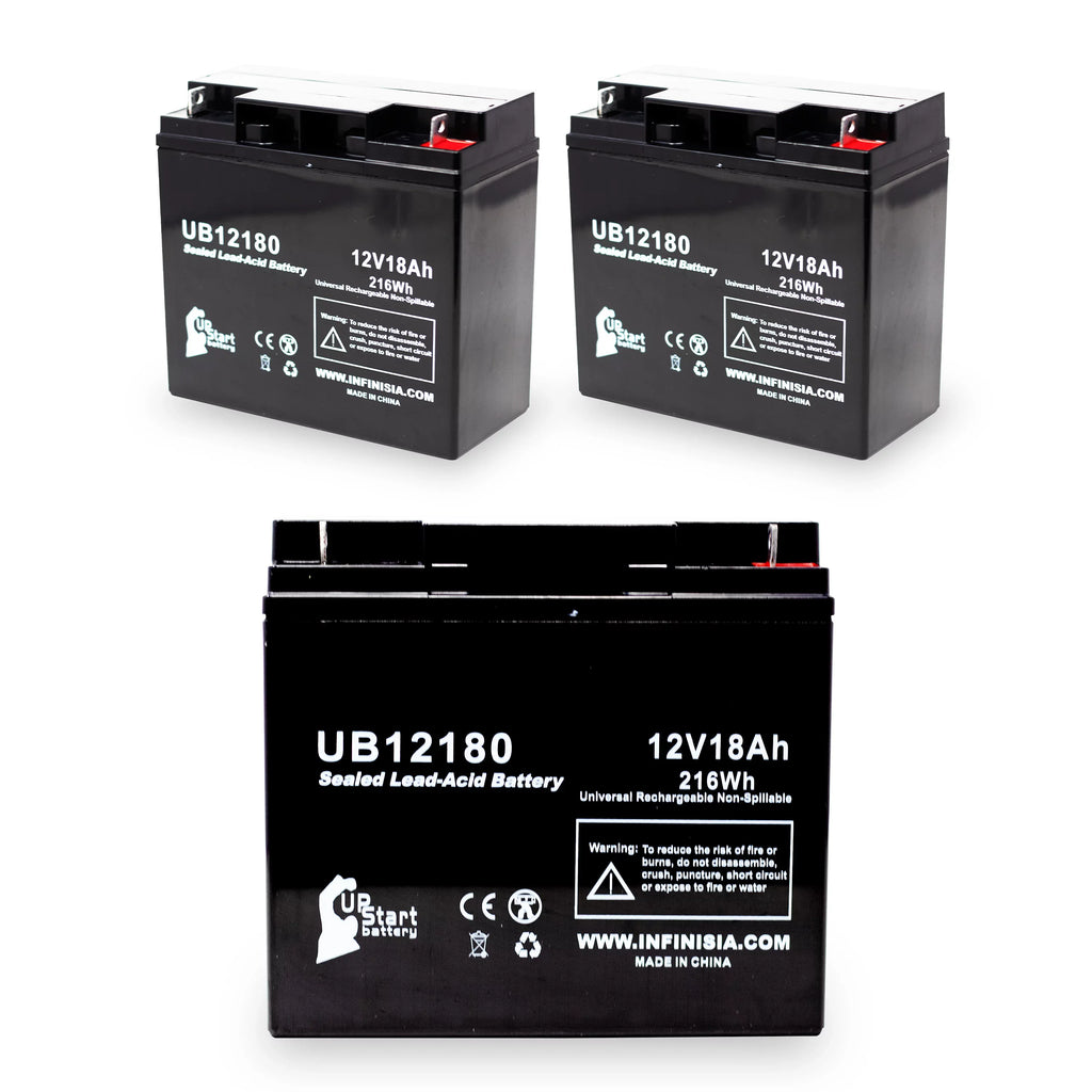 3x Pack - matching CSB BATTERY OF AMERICA GP12170B1 Battery - Replacement UB12180 Universal Sealed Lead Acid Battery (12V, 18Ah, 18000mAh, T4 Terminal, AGM, SLA)
