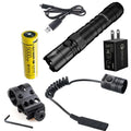 Nitecore New P12 Version LED Flashlight - 1200 Lumens w/NL2150HPR Battery, USB Cord, Offset Mount, RSW3 Pressure Switch,  and  3Amp Wall Adapter