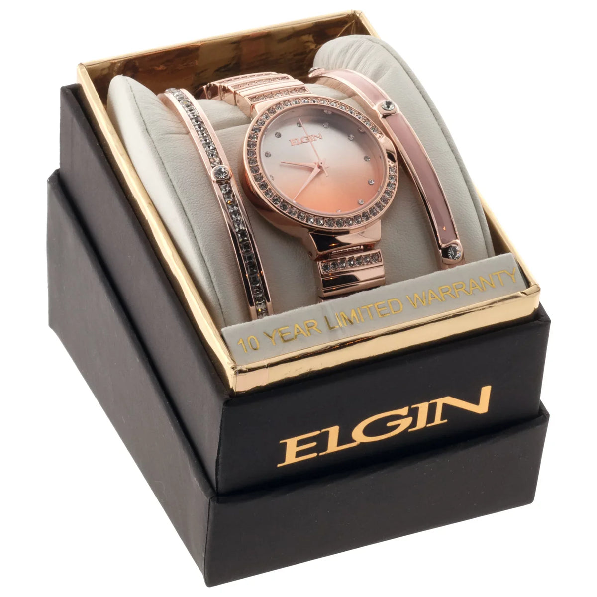 Elgin Adult Female Analog Watch and Bracelet 3pc Set in Rose Gold (EG160012RGST)