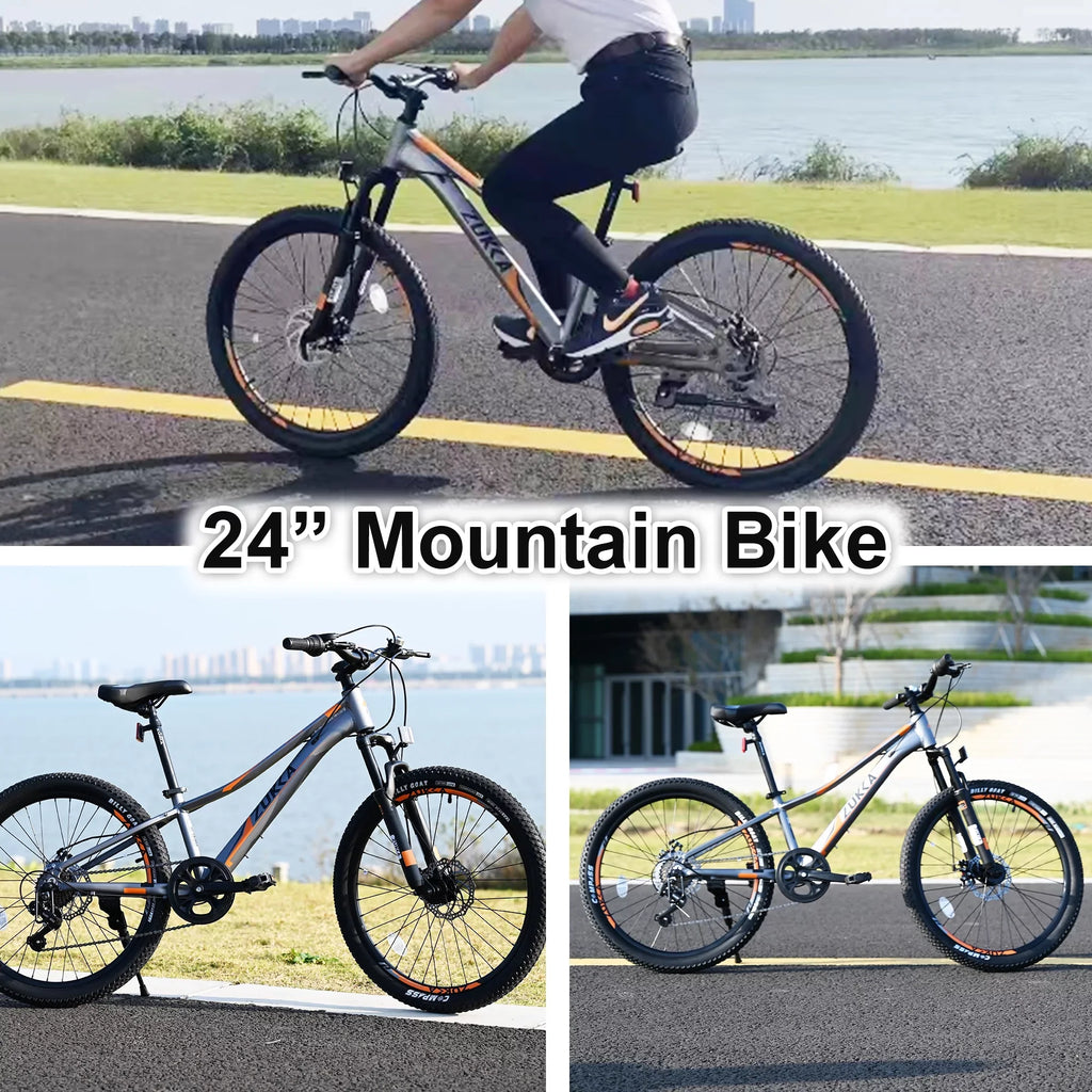 GUTALOR 24-Inch Mountain Bike for Boys and Girls - 7-Speed, Ideal for Young Riders