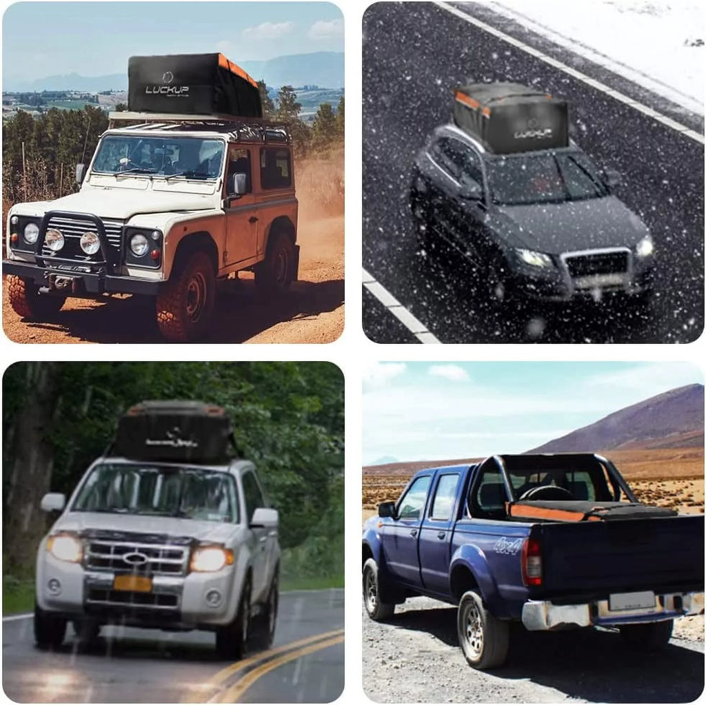 LUCKUP Roof Rack Car Cargo Carrier Bag,18.5 Cubic Ft Rooftop Box, Waterproof &Durable with Anti-Slip Mat, Heavy Duty Wide Straps and Buckles, appropriate for All Car Models (Black & Orange)