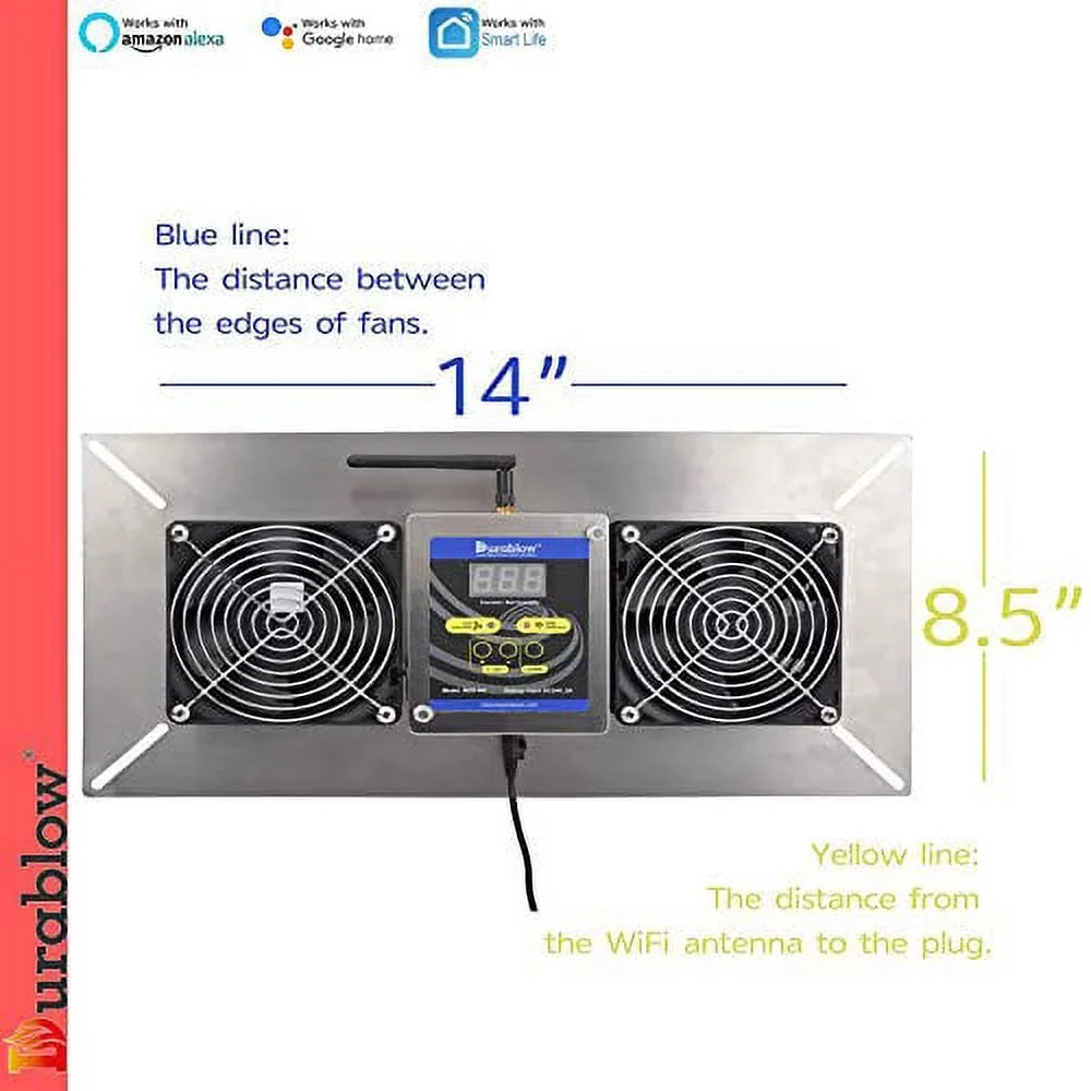 MFB M2D-SH Air-Out WiFi Smart Home Remote Crawl Space Ventilator, Humidity, Radon Mitigation, appropriate with Alexa, Google Home