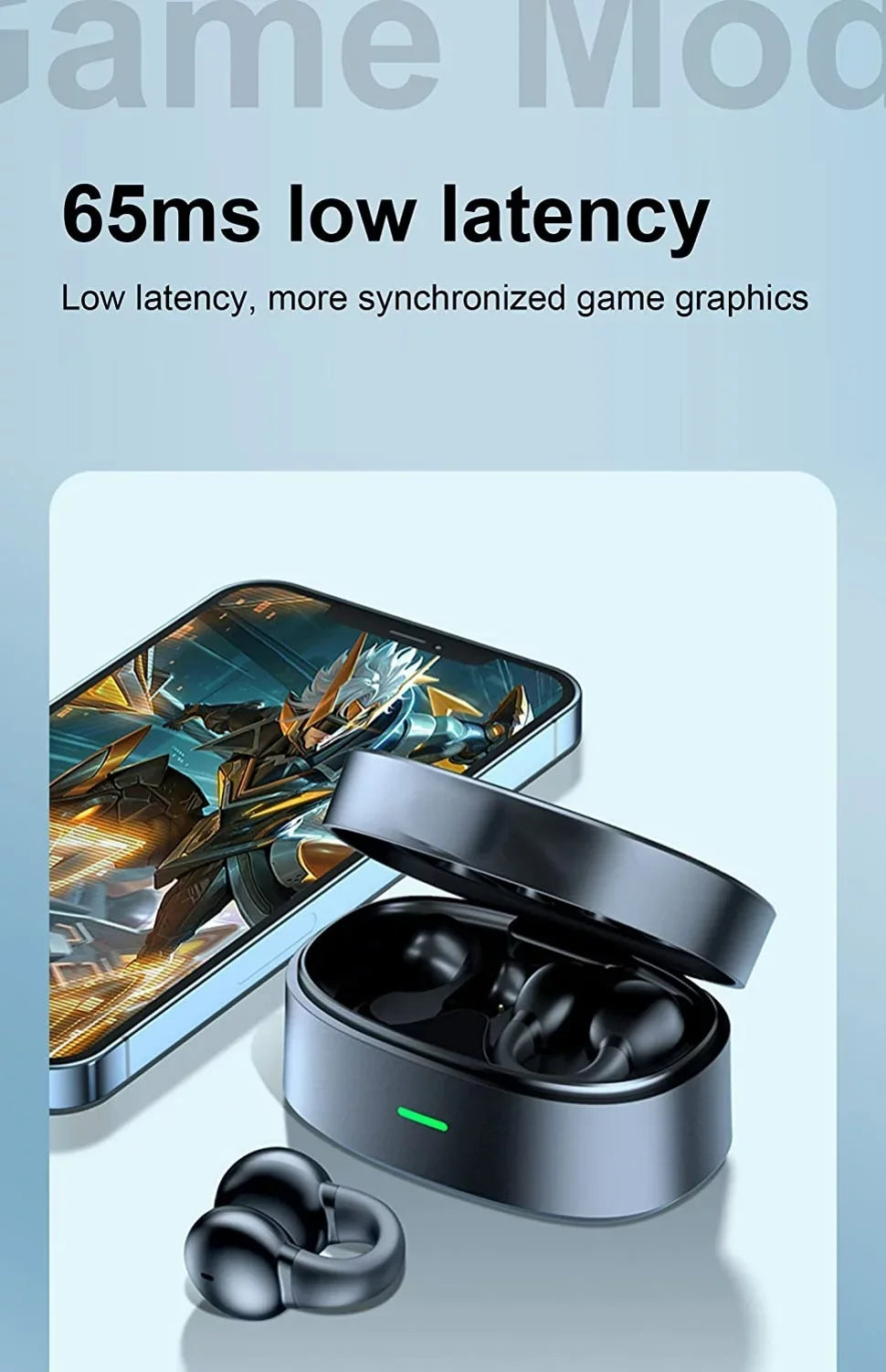 Wireless Ear-Clip TWS Earphones for  Galaxy Z Fold5/Flip5 Phones - Bluetooth Earbuds Bone Conduction Headphones True Stereo Charging Case Hands-free D9G matching With Galaxy Z Fold5/Flip5