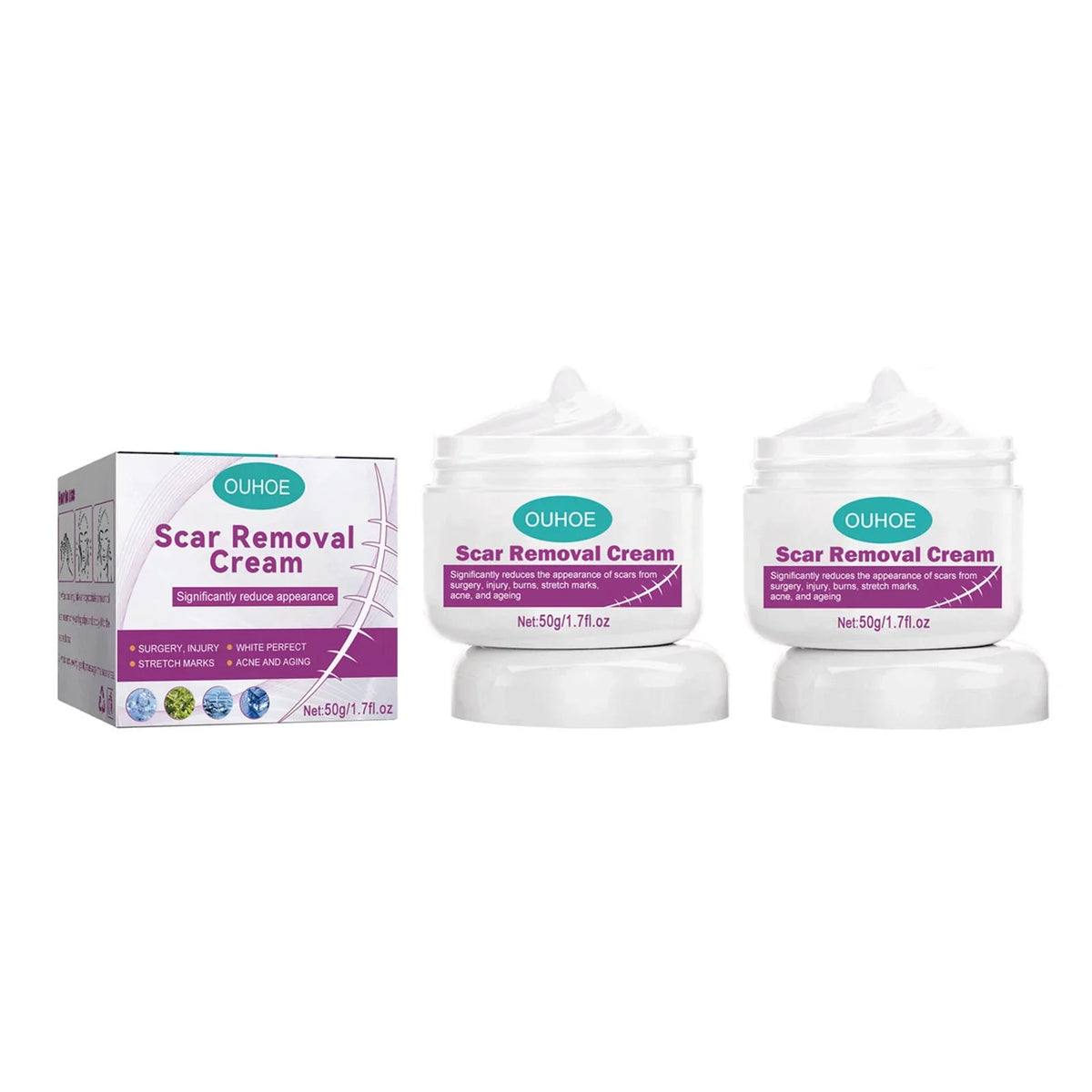 2PCS Scar Removal Cream Scar Repair Cream Scar Removal and Skin Repair 50ml
