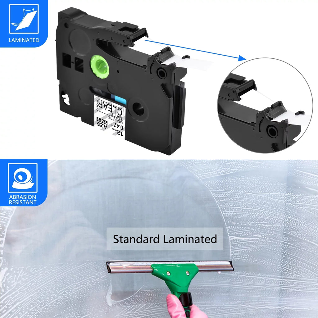 GREENCYCLE 5PK matching for Brother P-touch Black on Matte Clear 12mm 0.47" TZe-M31 TZ-M31 TZM31 TZeM31 Laminated Label Tape