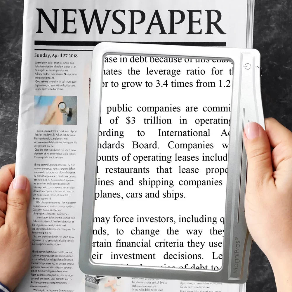 MagniPros 5X Large LED Page Magnifier for Reading & Anti-Glare Lens to Reduce Eye Strain-Perfect for Small Print, Aging Eyes, Low Vision & Seniors