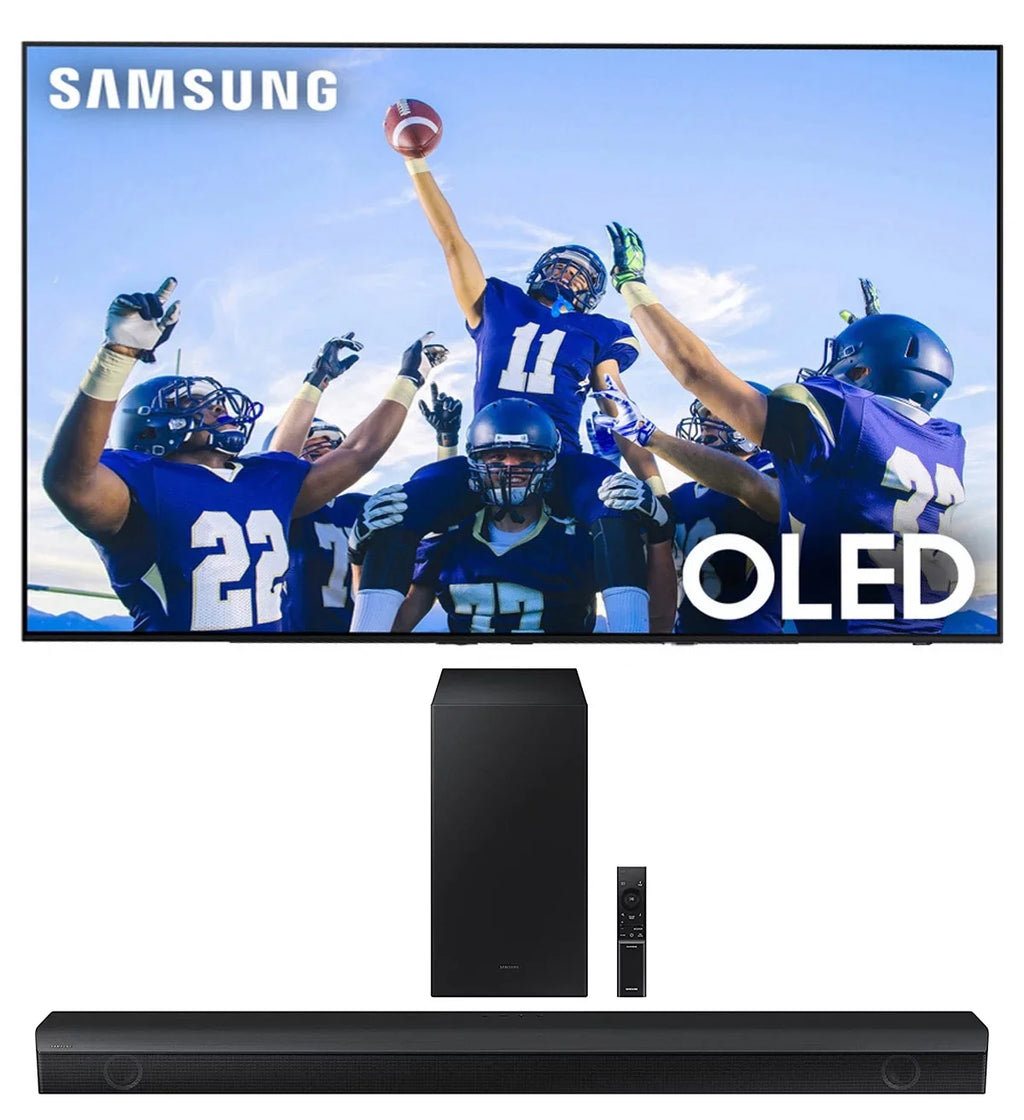 QN55S90CAFXZA 55" 4K OLED Smart TV with AI Upscaling with a  HW-B550 2.1ch Soundbar and Subwoofer with Dolby Audio (2023)
