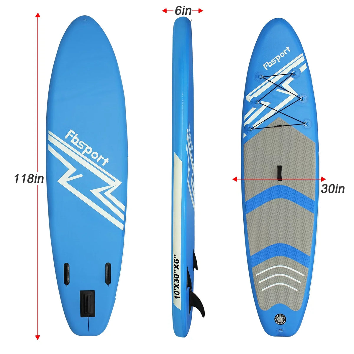 FBSPORT 11 Ft SUP Thickening Inflatable Stand Up Paddle Board w/Complete Accessories & Carry Bag, Surf Control, Non-Slip Deck, Standing ship Surfboard