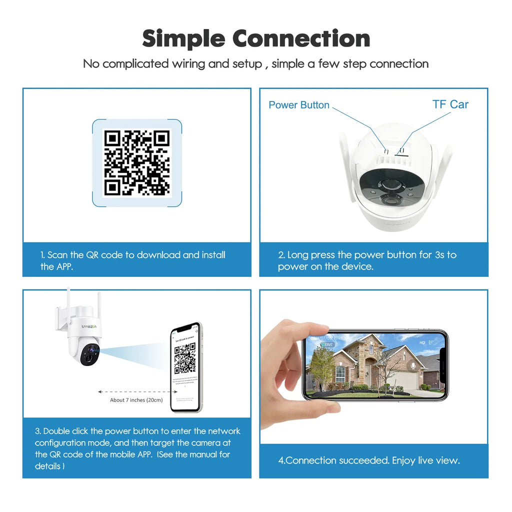 TMEZON Security Camera Outdoor Wireless, 2K Surveillance Camera Wireless Solor Powered for Smart Home , PTZ WiFi Control, Night Vision,IP66 Waterproof