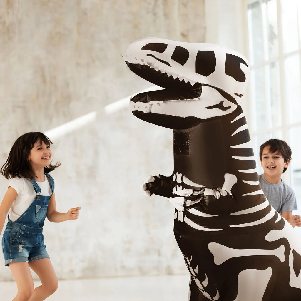 Inflatable Dinosaur Halloween Costume, Full Body Skeleton T-Rex Inflatable Costume,Halloween party supplies,Dress-up for Child,Boys and Girls(Black)