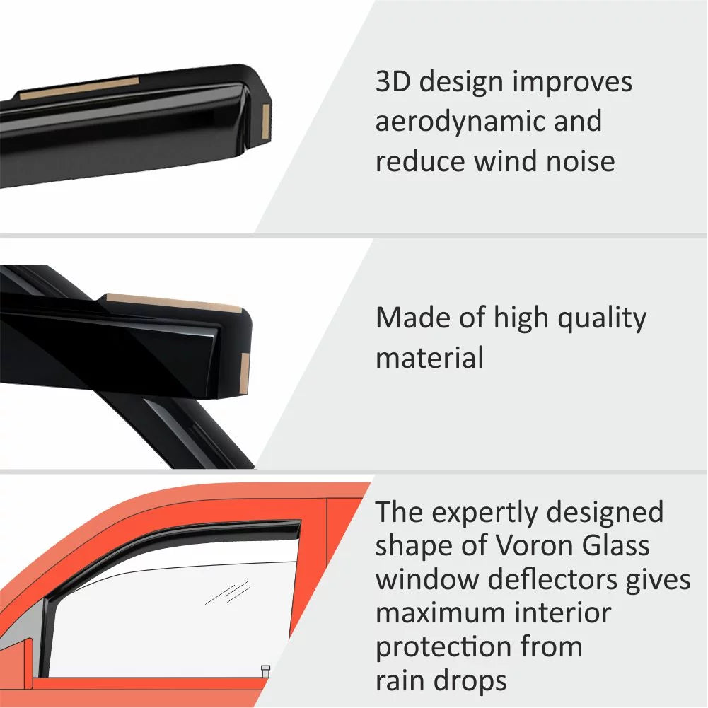 Voron Glass in-Channel Extra Durable Rain Guards for  F150 2015-2020 SuperCab (fit for  F250-F550 17-23), Window Deflectors, Vent Window Visors, 4 Pieces - 230095