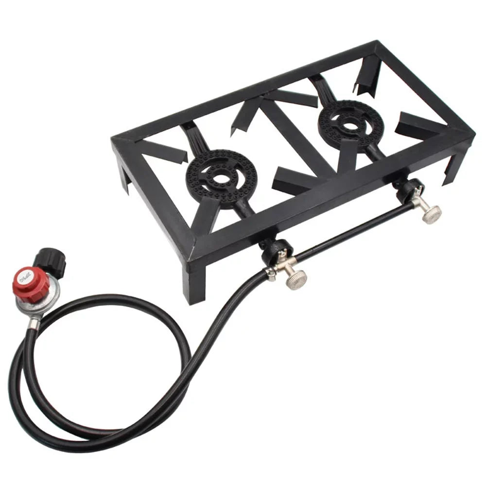Anself Propane Gas Double Cast Iron Stove for Patio Camping BBQ Cooking (Standard), Durable and Reliable Furnace for Cooking Needs
