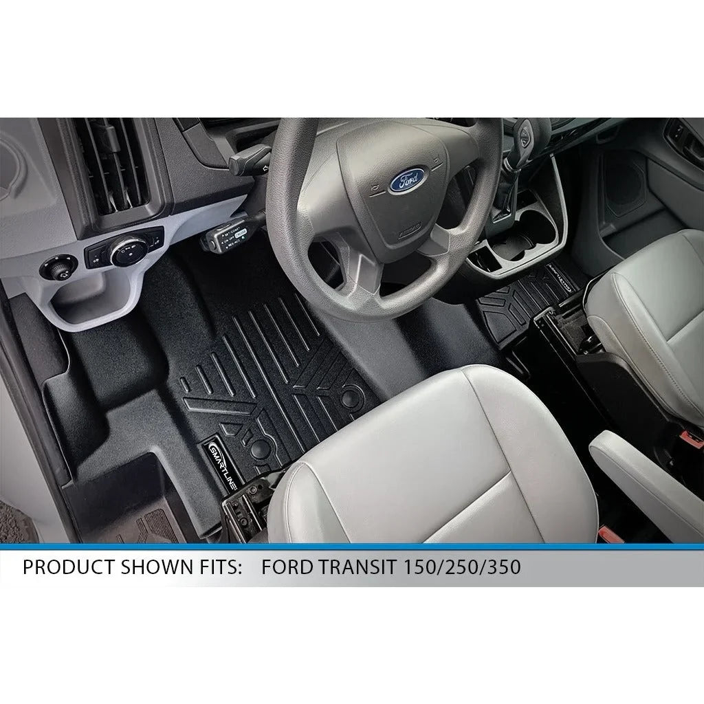 SMARTLINER Floor Mats 1st Row 1 Piece Full Coverage Liner Black suitable With 2015-2019  Transit 150/250/350 (No Transit Connect)
