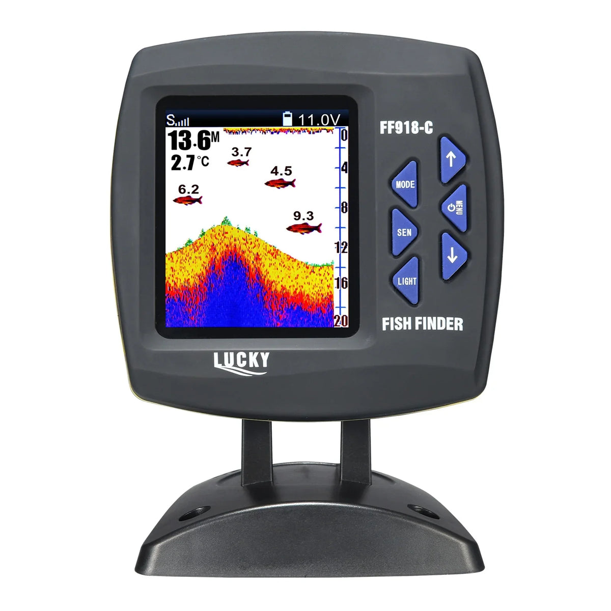 Tomshoo Fish Finder Wired Transducer Sensor Fishfinder 45 Degrees Underwater Fishing Portable Fish Finder Waterproof Underwater Monitor LCD Fish Locator ship Fishfinder Fish Detector