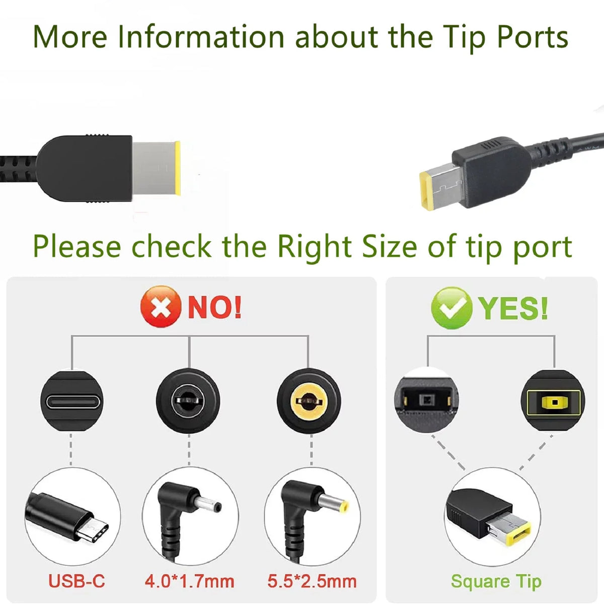 K-MAINS 135W AC Adapter Charger Power Cord Replacement for  Ideapad Y40-70 Y50-70 Supply Cord