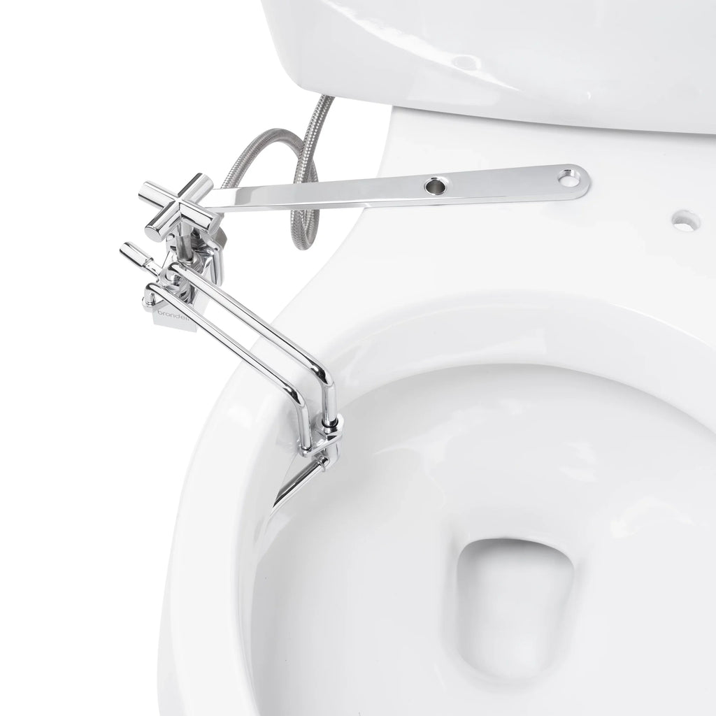 Brondell Side-Mounted All Metal Attachable Bidet with Adjustable Spray Wand, Ambient Temperature in Silver