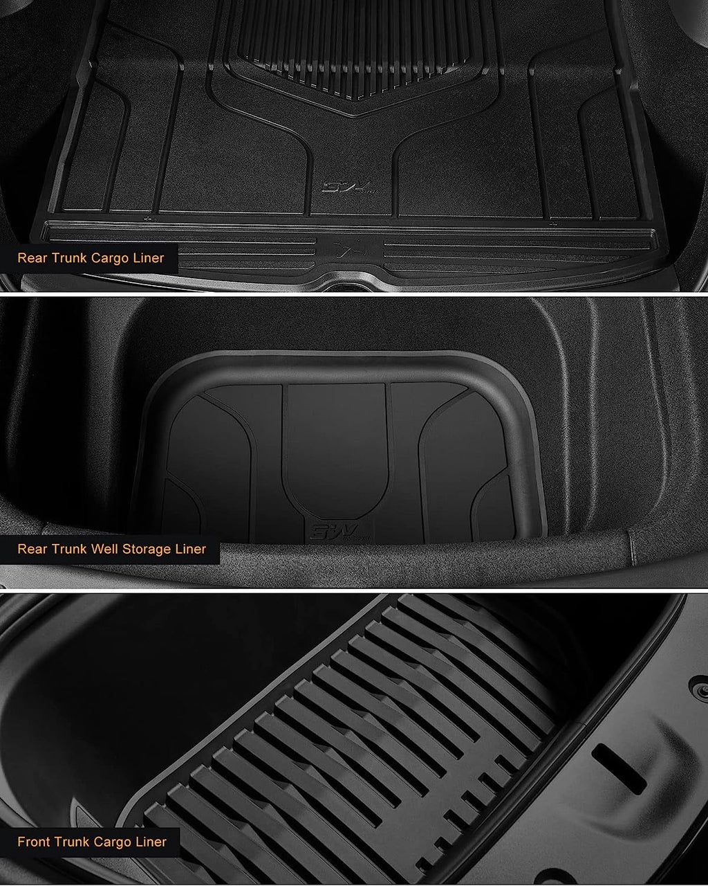 3W Floor Mats & Cargo Liner and Storage Mats For Tesla Model Y 2020-2023 All-atmospheric conditions TPE Car Mats for Tesla Model Y Full Set Black Floor Mats and Trunk Mat Custom Fit for Tesla 5-Seater