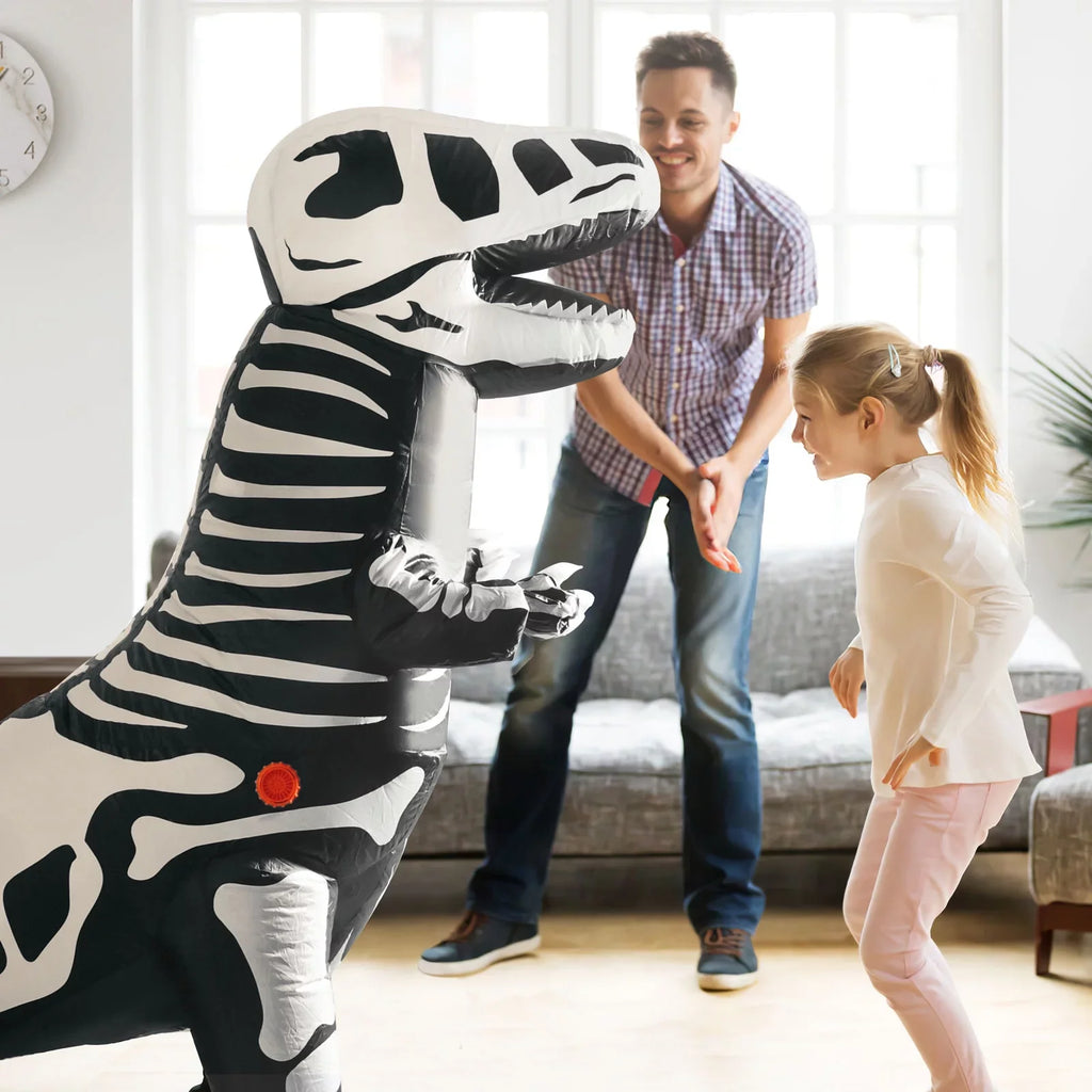Inflatable Dinosaur Halloween Costume, Full Body Skeleton T-Rex Inflatable Costume,Halloween party supplies,Dress-up for Child,Boys and Girls(Black)