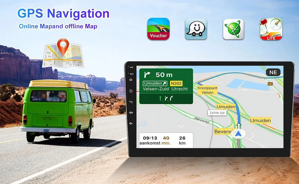 Single 1 DIN Rotatable 10.1'' 1280*720 IPS Android 12 2+32GB Bluetooth Car GPS Navigation WiFi Stereo Radio  CarPlay