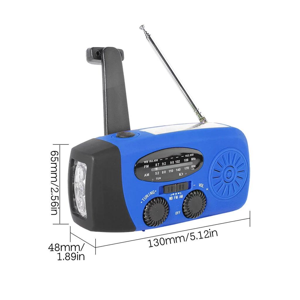 OWSOO Hand Crank Solar climate AM / / NOAA atmospheric conditions Rechargeable Portable  Bank with Solar Charging & Hand Crank & Battery Operated Flashlight Cell Reading Lamp for Camping Hiking Adve