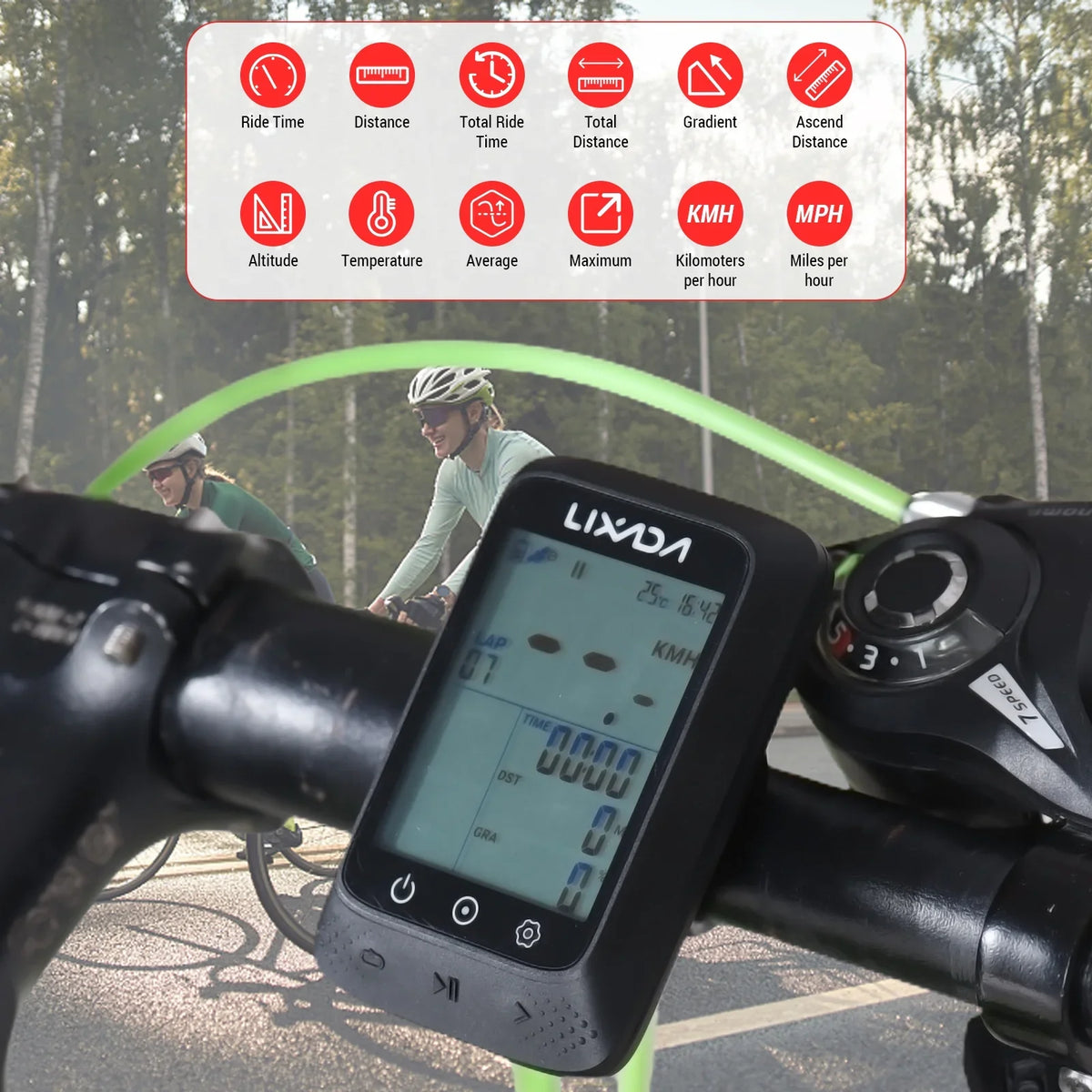 Lixada Wireless Bike GPS Computer with ANT+ Sensor Waterproof 2.3in BT appropriate Strava APP Altitude Gradient