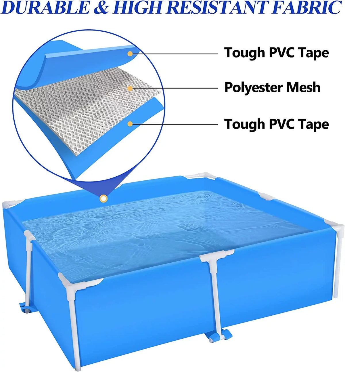 COVERONICS 59x59 Metal Frame Pool Summer - COVERONICS Swimming Pool for Summer aqua Play, Outdoor Indoor Pool Ball/Sand Pit for Backyard Party