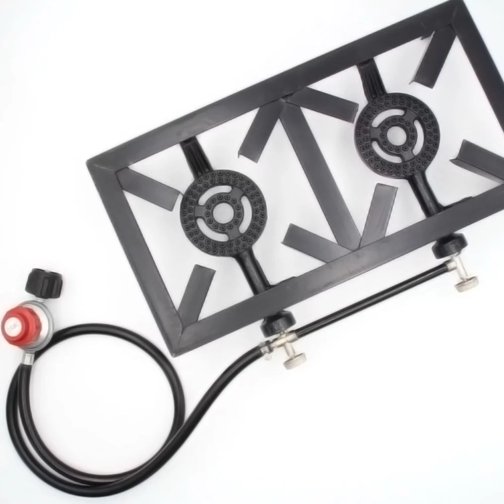 Anself Propane Gas Double Cast Iron Stove for Patio Camping BBQ Cooking (Standard), Durable and Reliable Furnace for Cooking Needs