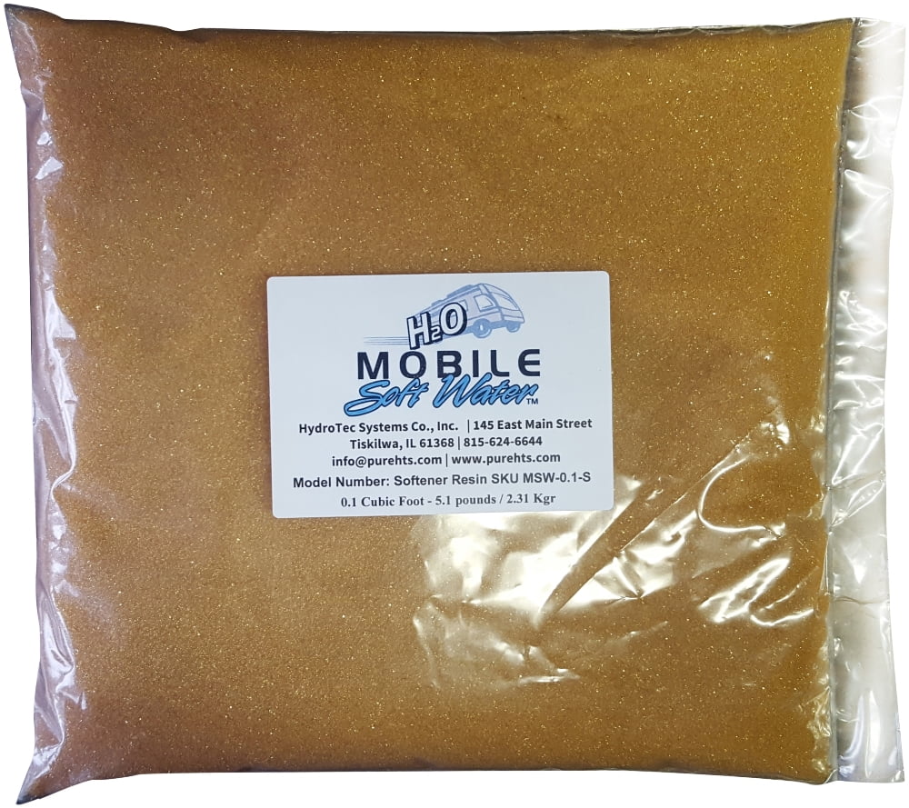 Mobile-soft-aqua™ liquid Softener Resin(Cation) Ion-Exchange 0.1 Cubic Foot - 5.1 pounds -2.31 Kg.; Packaged for RV, portable style aqua softeners or any other resin replacement applications.