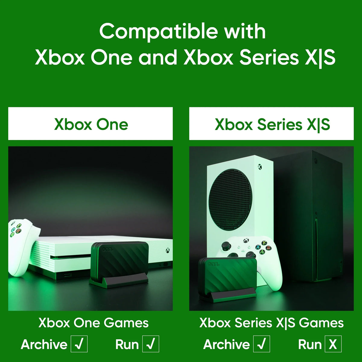Gaming Portable SSD 1TB matching with Xbox One and Xbox Series X|S. onn