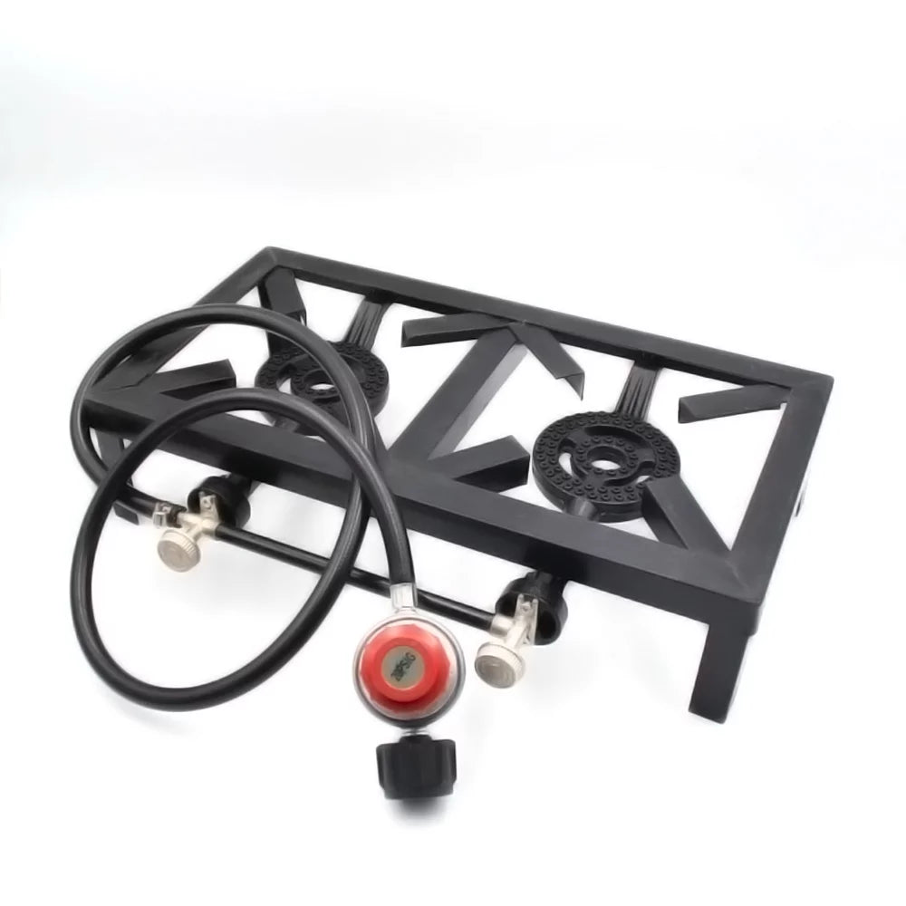 Anself Propane Gas Double Cast Iron Stove for Patio Camping BBQ Cooking (Standard), Durable and Reliable Furnace for Cooking Needs
