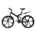 Folding Mountain Bike, 26" 21-Speed Height Adjustable Steel Frame Shifter City Bicycle for Men & Women Double Disc Brake Black
