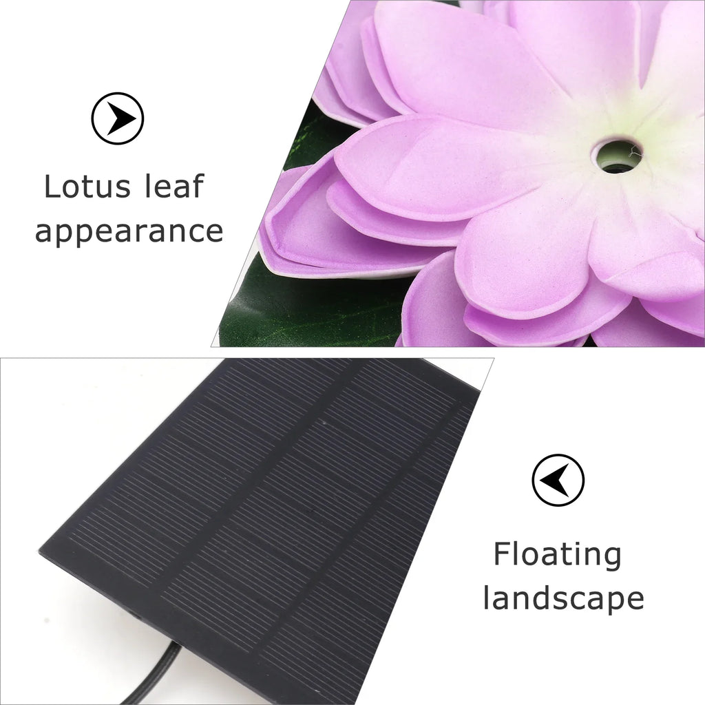 Gongxipen 1 Set Lotus Solar Fountain Outdoor Waterscape Fountain Pond Floating Fountain