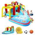 Inflatable liquid Slide,7 in 1 Bounce House with Slide,Climbing Wall, Splash Pool, Basketball Rim,Outdoor Backyard Fun Toys for Kid,Blower Included