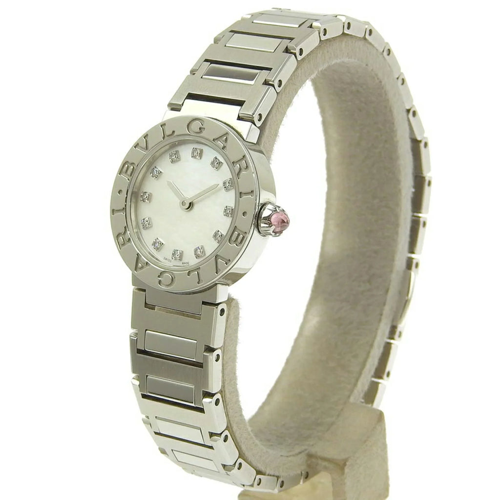 Pre-Owned Bulgari BVLGARI Battery Watch 12P Diamond Mother of Pearl Shell Dial BB23S 103095 (Like New)