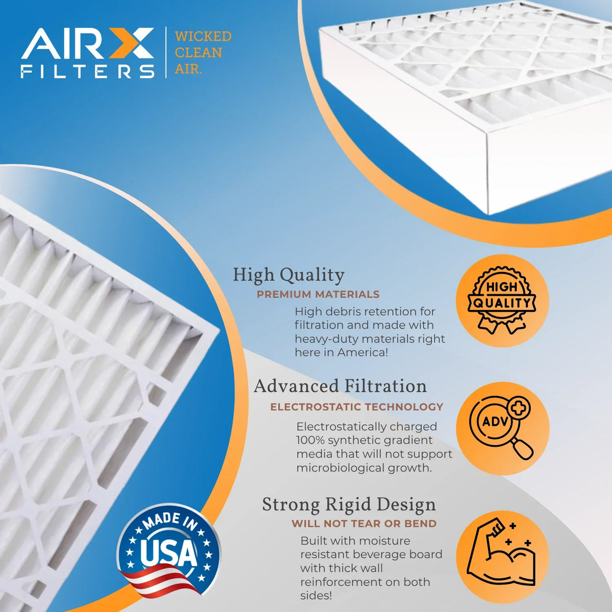 20x25x5 Air Filter MERV 11 Comparable to MPR 1000, MPR 1200 & FPR 7 appropriate with Field Controls # 46568600 Premium USA Made 20x25x5 Furnace Filter MERV 11 by AIRX FILTERS WICKED CLEAN AIR.