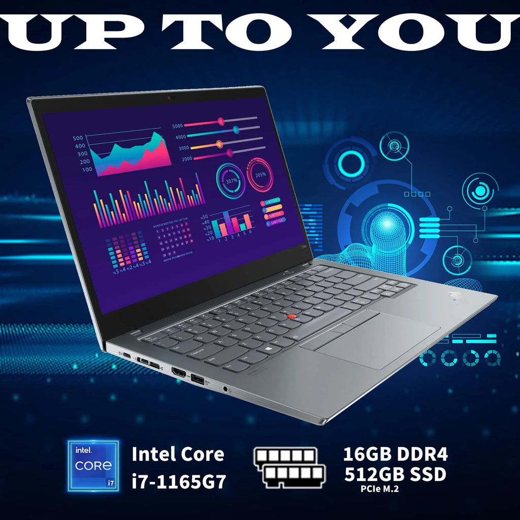 ThinkPad T14s Gen 2 14" FHD Touchscreen Laptop,  11th Gen i7-1165G7, 16GB RAM, 512GB PCIe SSD, Backlit Keyboard, WiFi 6, HDMI, Storm Gray, Win 10 Pro, 32GB Hotface USB Card