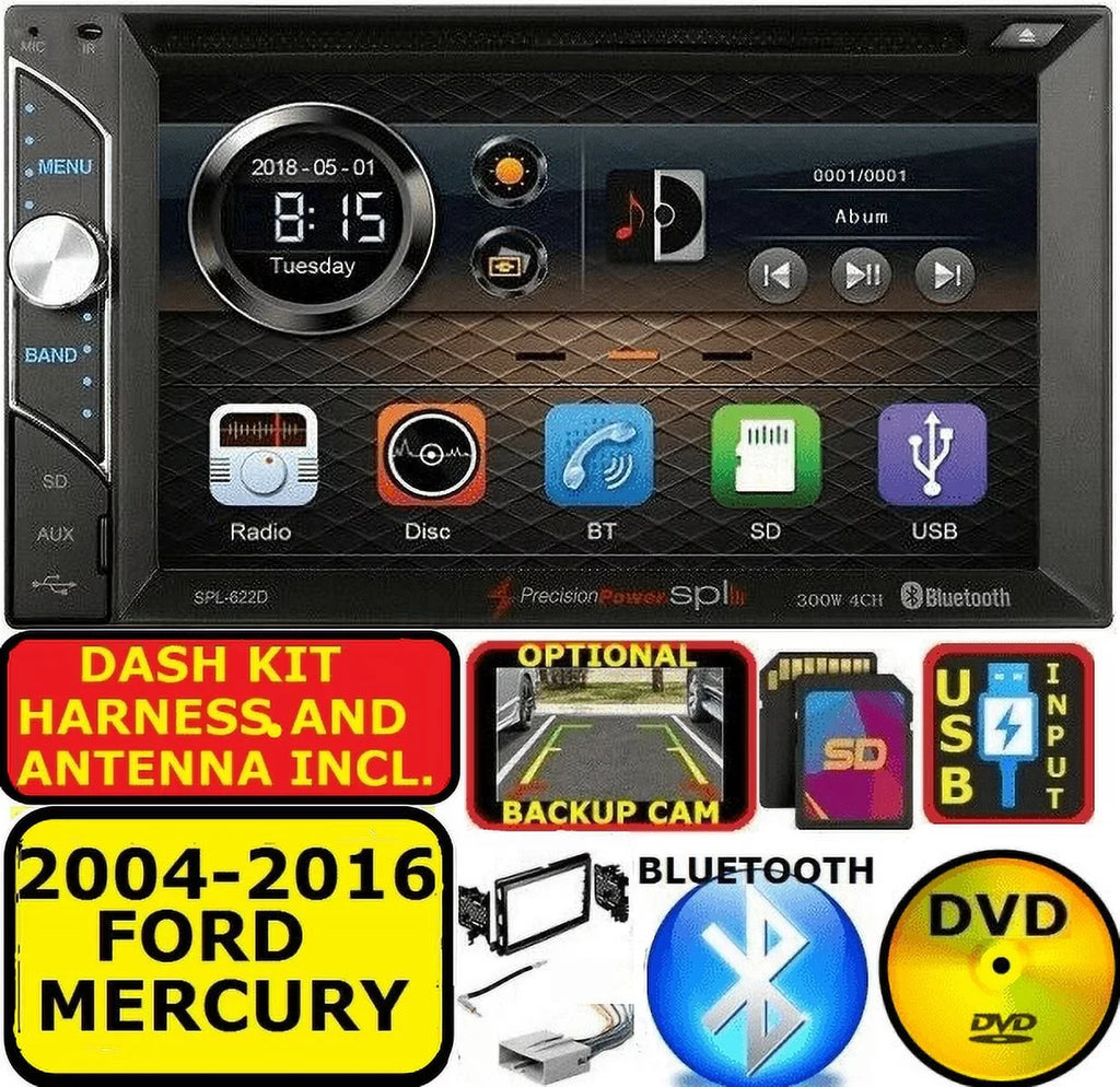 04-16  MERCURY BLUETOOTH TOUCHSCREEN CD/DVD USB SD AUX CAR STEREO RADIO PKG