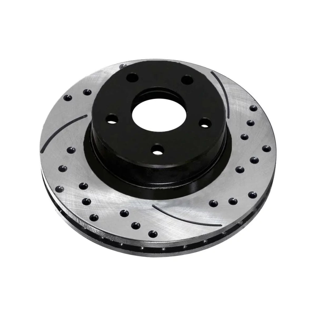 AutoShack Front and Rear Drilled Slotted Brake Rotors Black Set of 4 Replacement for Chrysler 200 Sebring 2007-2017 Jeep Patriot Compass 2007-2012 Dodge Caliber 2008-2014 Avenger V6 FWD PR63040PR63038