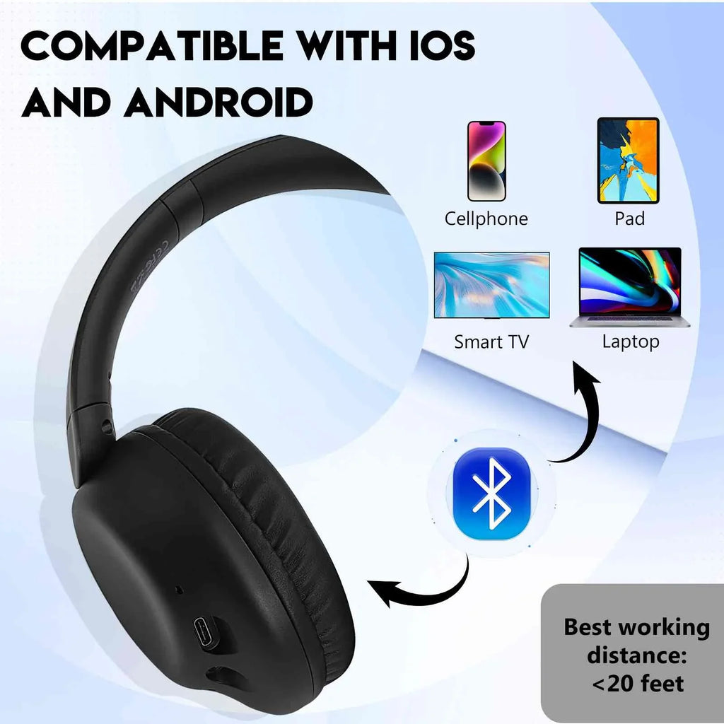 UrbanX UX991 Wireless Bluetooth Stereo Earphones High Resolution Audio Deep Bass Superior Comfort Over The Ear Headphones with Mic for  Zenfone Max Pro (M1) ZB601KL/ZB602K phone Call Support