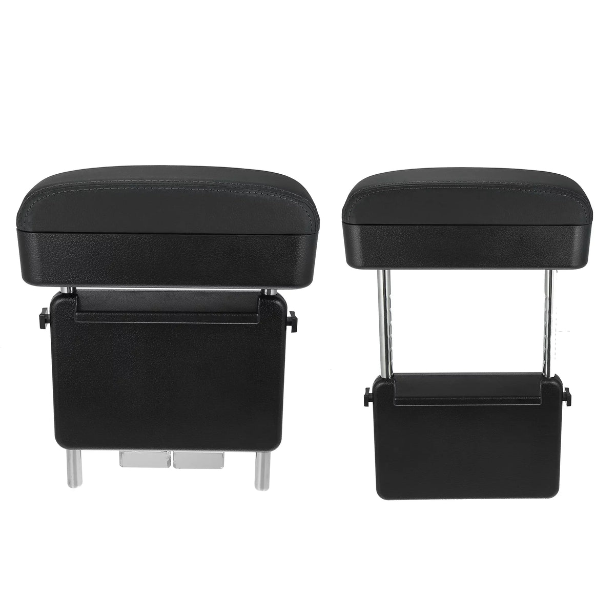 Car Center Armrest Box Seat Gap Adjustable Armrest Storage Organizer Box Armrest Black PU Leather with Black Line