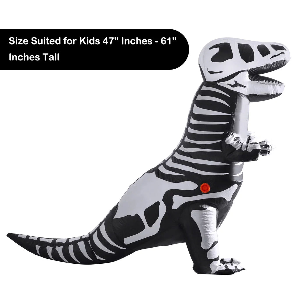 Inflatable Dinosaur Halloween Costume, Full Body Skeleton T-Rex Inflatable Costume,Halloween party supplies,Dress-up for Child,Boys and Girls(Black)