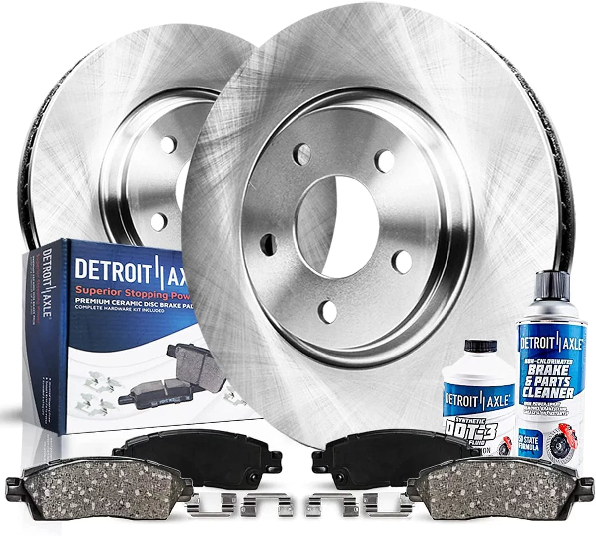 Detroit Axle - Rear Brake Kit for 2003-2011  Crown Victoria Mercury Grand Marquis, 2003-2004 Mercury Marauder Brake Rotors and Ceramic Brakes Pads Replacement: 11.61" Rotors