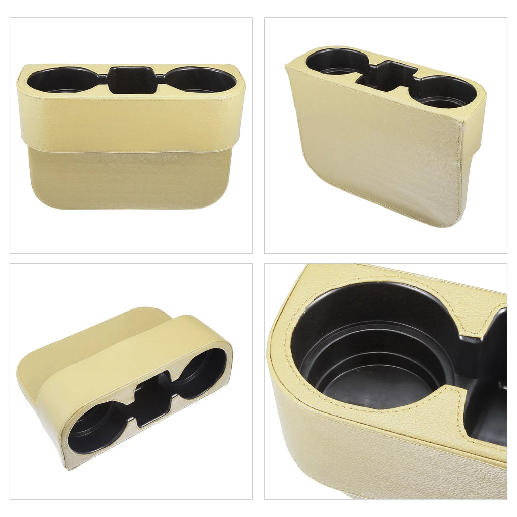 Car Seat Gap Filler Multi-function Cup Holder Car Seat Organizer Console Side Pocket Storage Box Beige