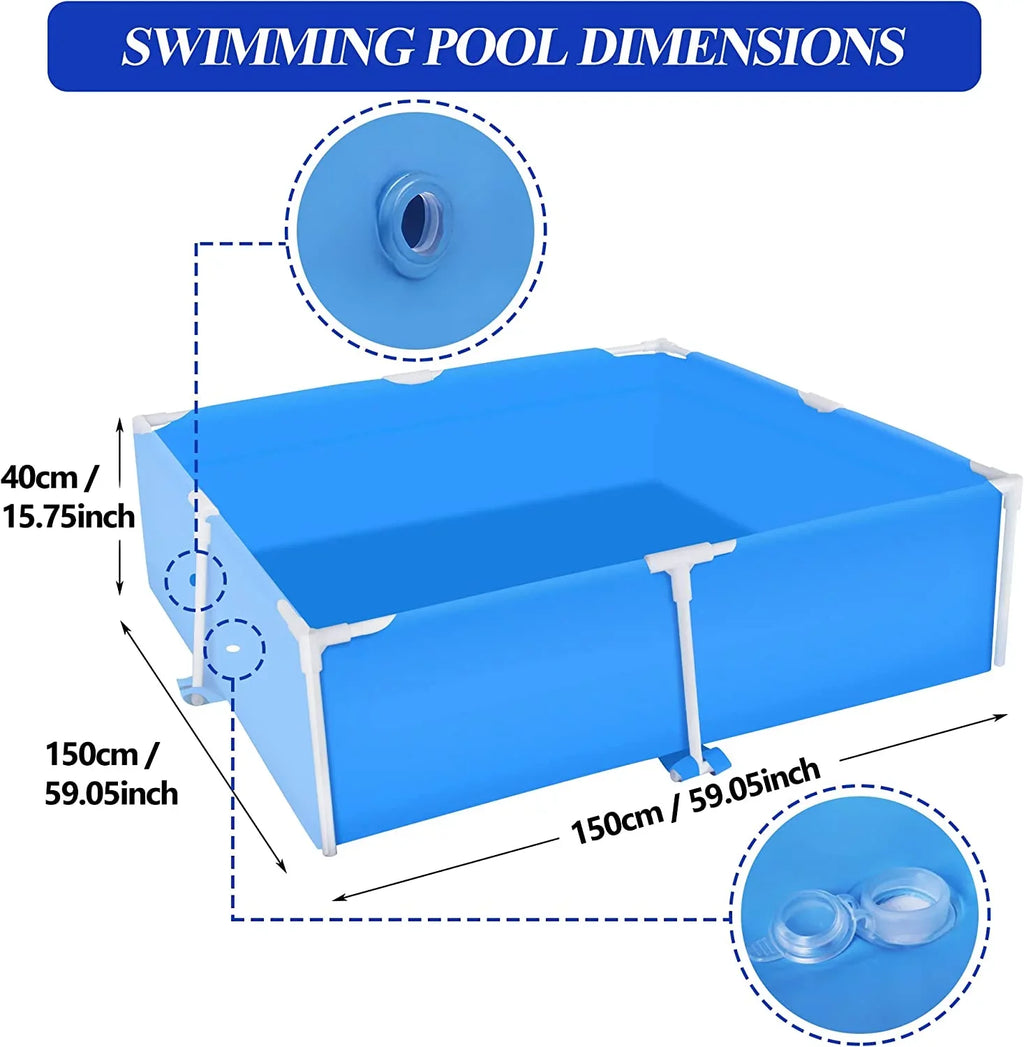COVERONICS 59x59 Metal Frame Pool Summer - COVERONICS Swimming Pool for Summer aqua Play, Outdoor Indoor Pool Ball/Sand Pit for Backyard Party