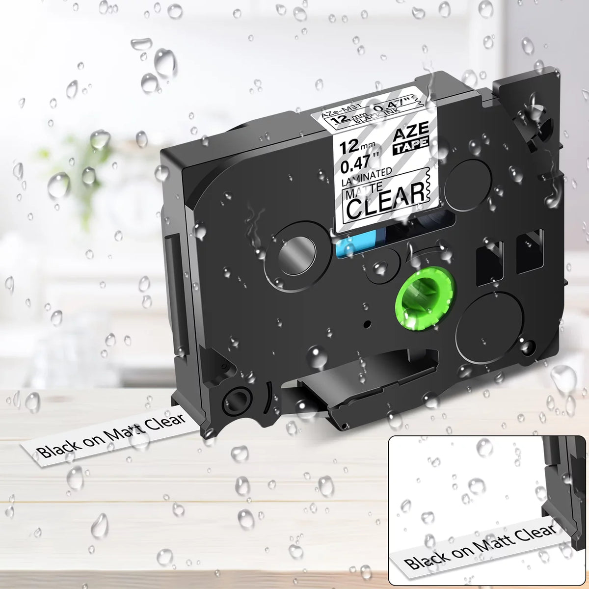 GREENCYCLE 5PK matching for Brother P-touch Black on Matte Clear 12mm 0.47" TZe-M31 TZ-M31 TZM31 TZeM31 Laminated Label Tape