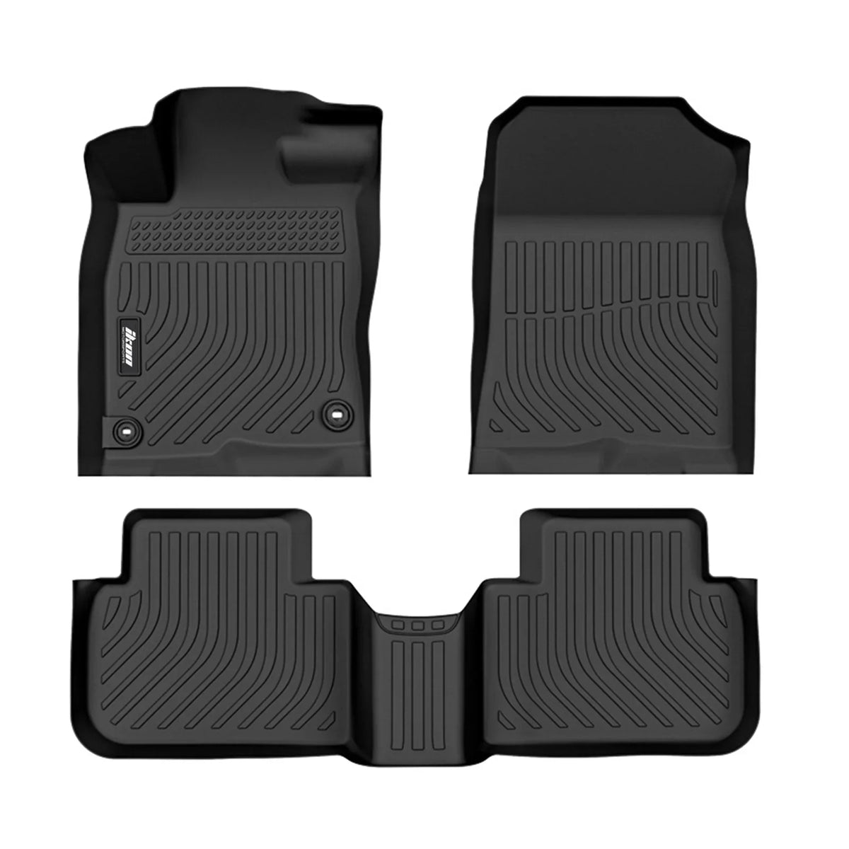 Ikon Motorsports 3D TPE Floor Mats + Trunk Mat, suitable with 2022-2024 Honda Civic Black All atmospheric conditions Waterproof Anti-Slip Floor Liners Front & 2nd Row Full Set Interior Storage wrap Accessories