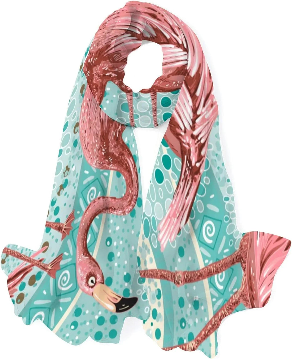 Hyjoy Women Silk Scarf Flamingo Birds Tropical Pink Ocean Sea Hair Wraps Shawls Neck Scarves Colorful Print