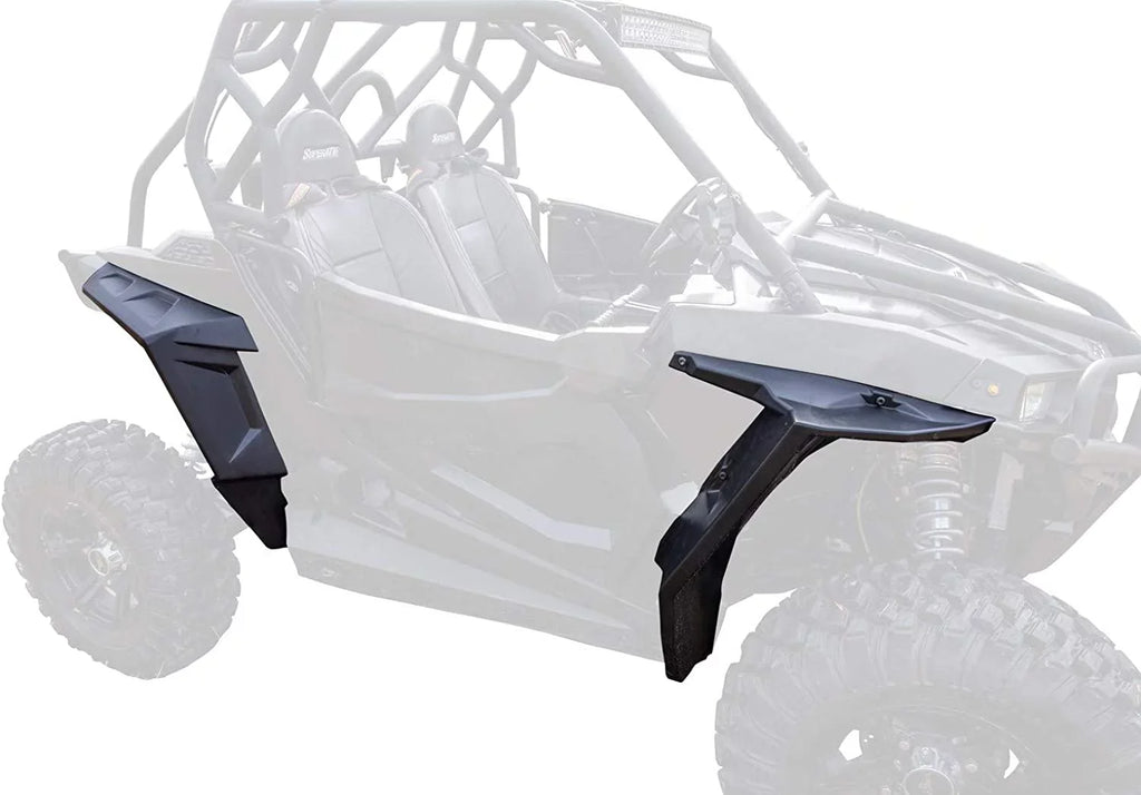 4" Stock|FF-P-RZR-001#ASIN. SuperATV Fender Flares Mud Guards for 2016|2020 Polaris RZR S 1000/2019|2020 RZR S4 1000|2 Front Flares, 2 Rear Flares|8.5" of Protection on Each Side vs