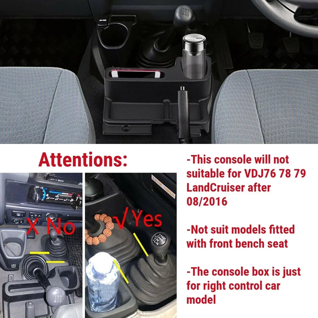 Car Center Console Organizer Box Replacement for  Land Cruiser LC70 LC71 LC76, Interior Centre Console Storage Box, Black
